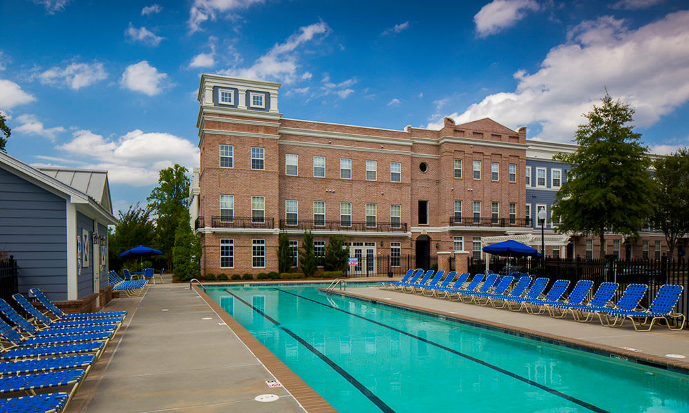 Gorgeous swimming pool at Worthington Luxury Apartments in Charlotte, NC