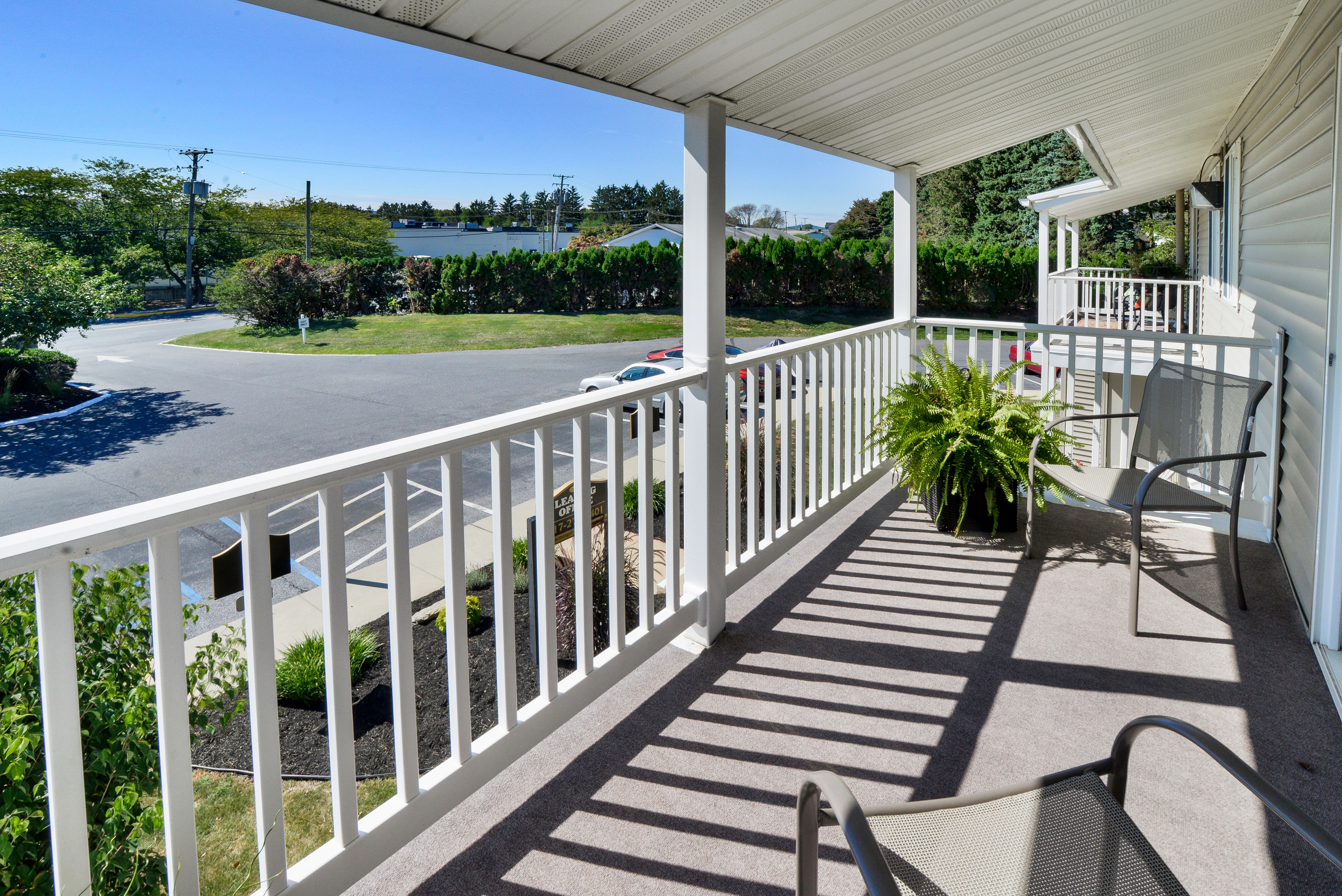 Private balcony at Greentree Village Townhomes in Lebanon, Pennsylvania