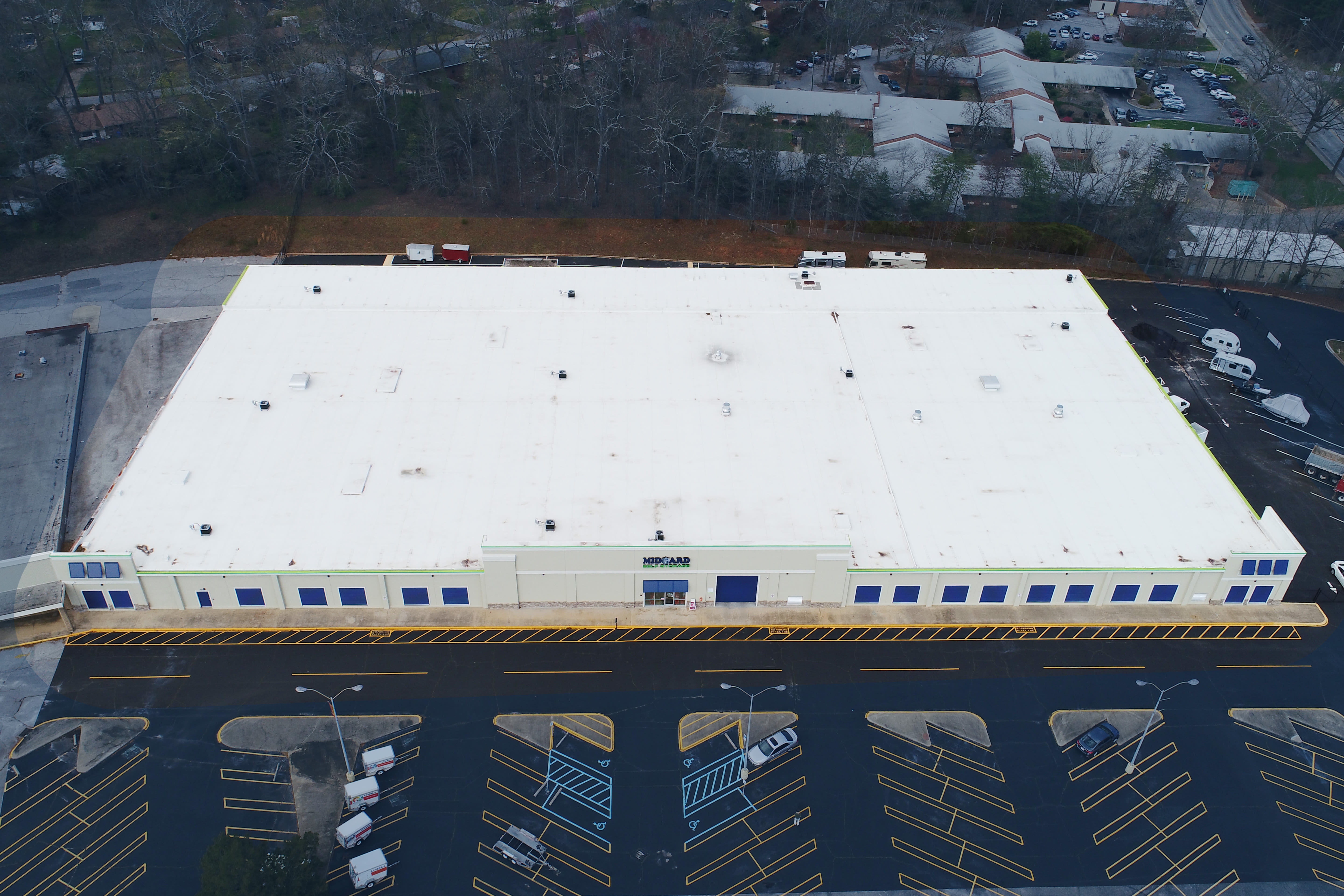 Exterior view at Midgard Self Storage in Greenville, South Carolina
