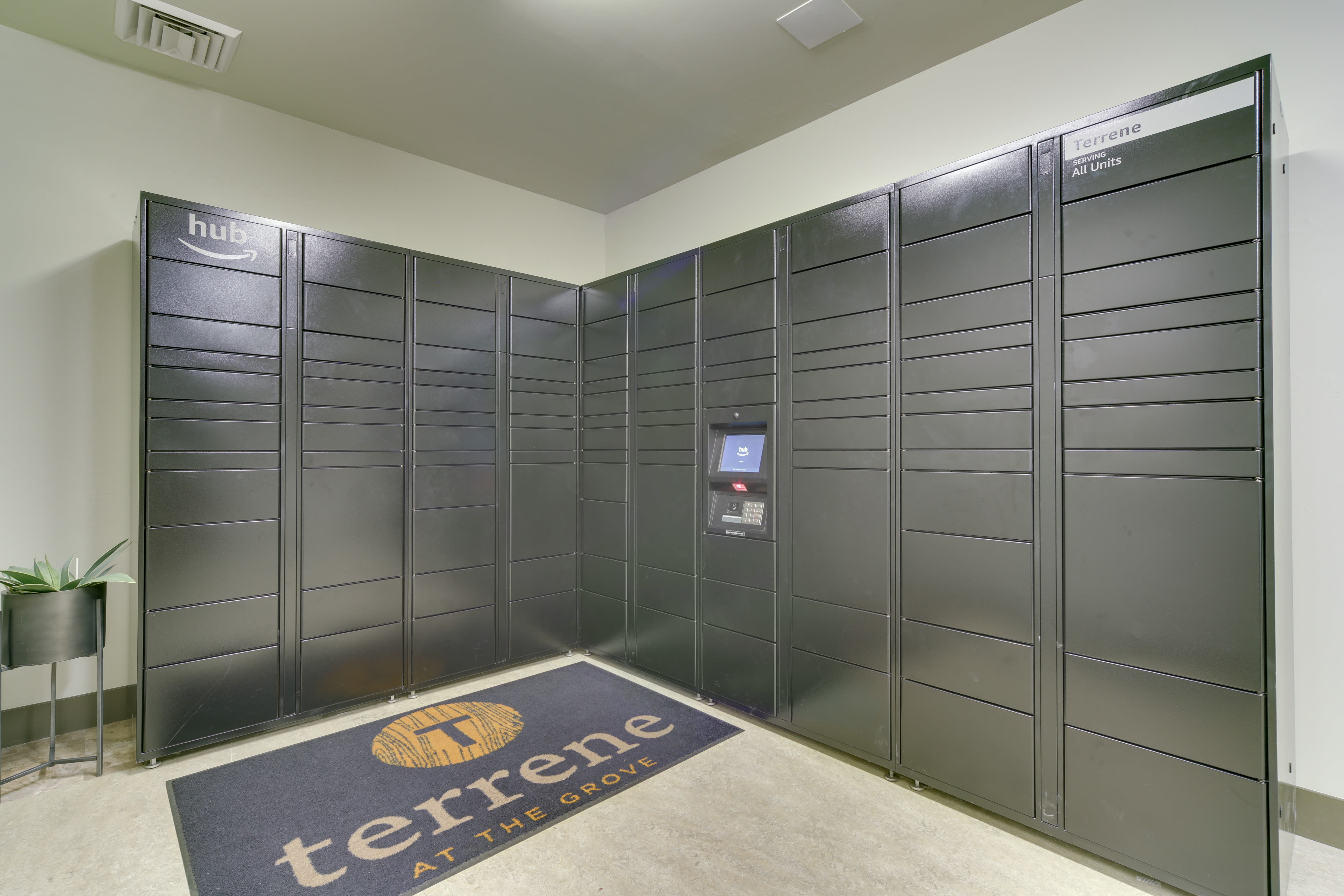 The convenient 24-hour package locker at Terrene at the Grove in Wilsonville, Oregon