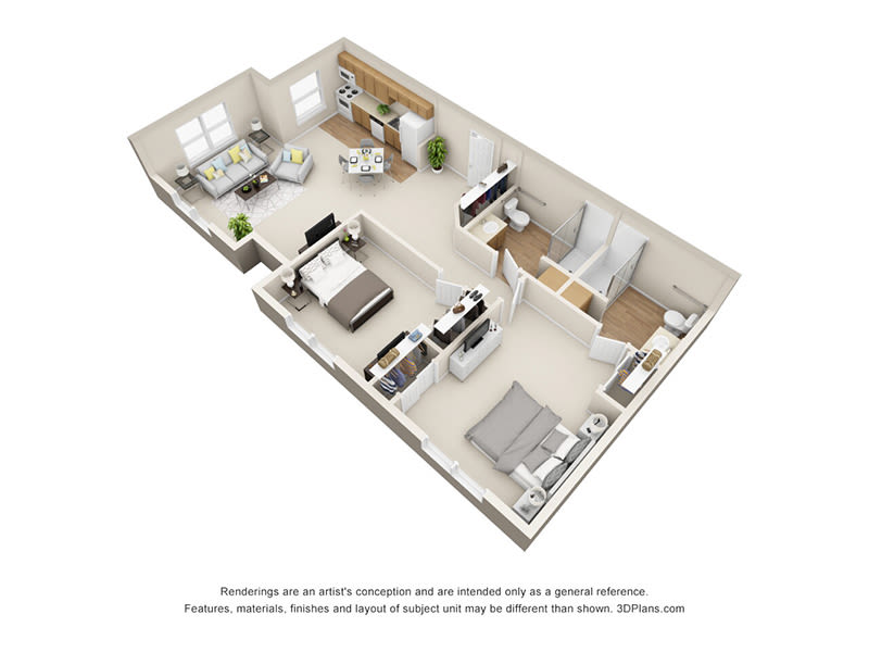 two bedroom floor plan at Brightwater Senior Living of Capital Crossing in Regina, Saskatchewan
