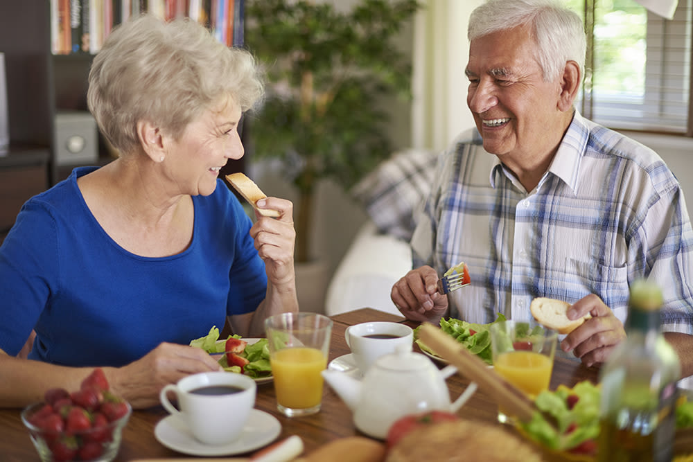 Residents at Huntington Terrace enjoying coffee with each other