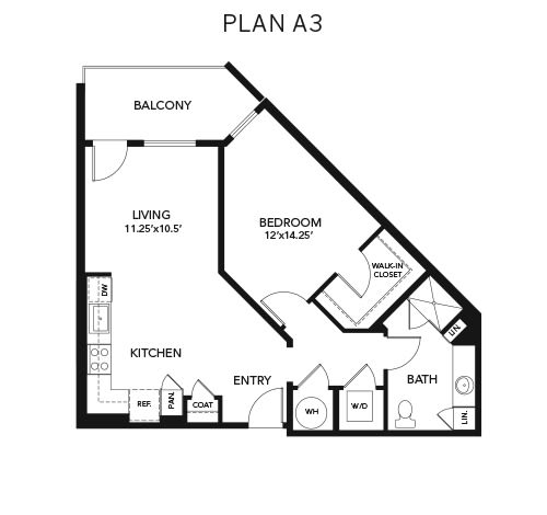 1 bedroom A3: Approx. 849 sq ft at Avenida Lakewood senior living apartments in Lakewood, Colorado