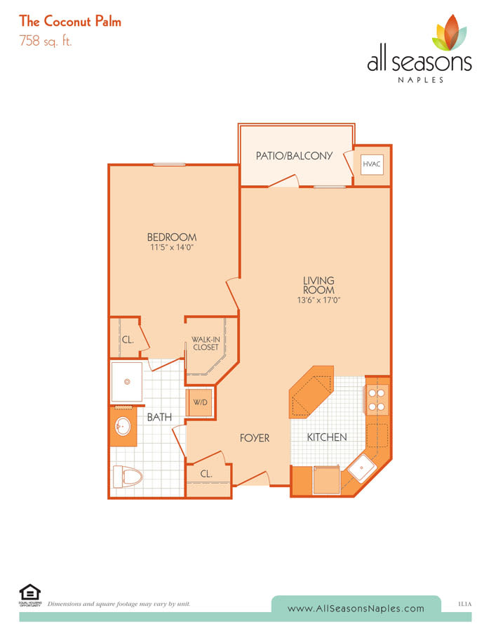 The Coconut Palm floor plan at All Seasons Naples in Naples, Florida