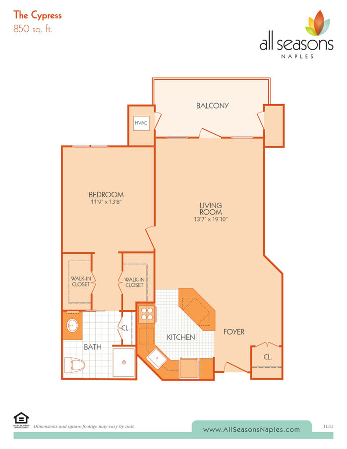 The Cypress floor plan at All Seasons Naples in Naples, Florida