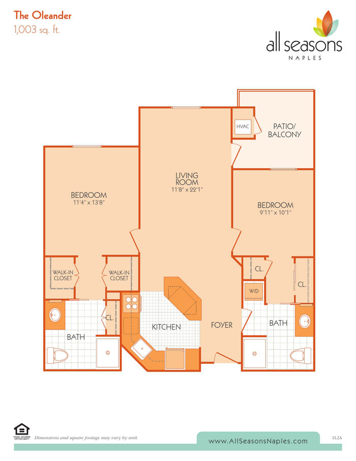 The Oleander floor plan at All Seasons Naples in Naples, Florida