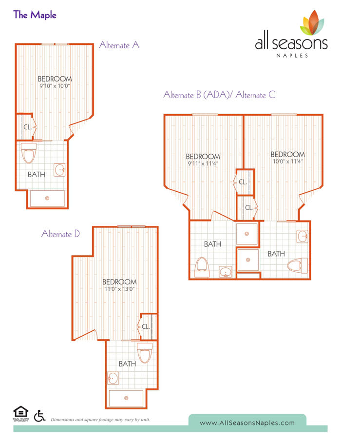 The Maple floor plan at All Seasons Naples in Naples, Florida