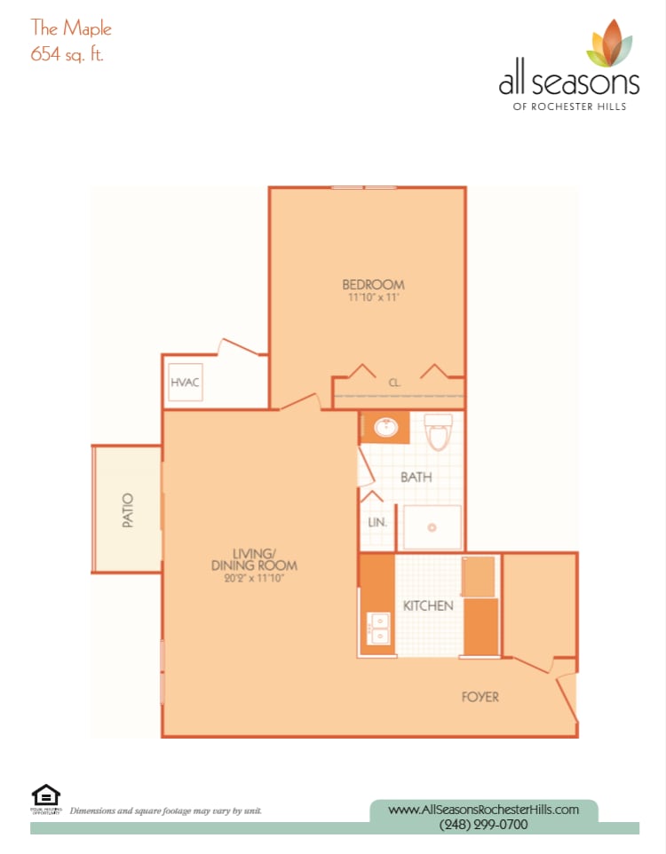 The Maple floor plan at All Seasons Rochester Hills in Rochester Hills, Michigan