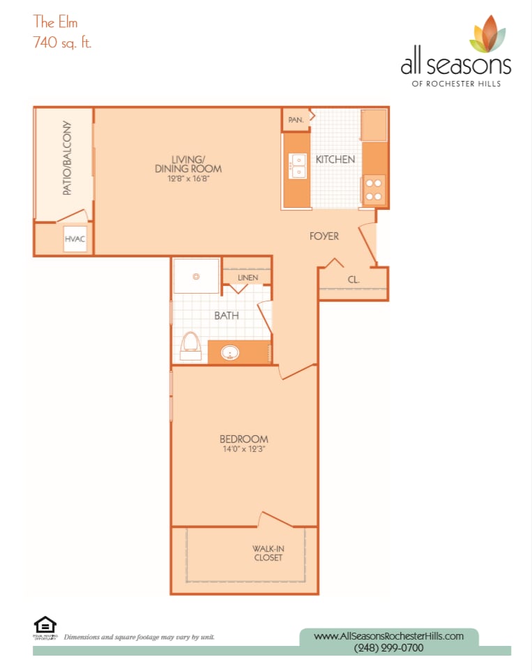 The Elm floor plan at All Seasons Rochester Hills in Rochester Hills, Michigan