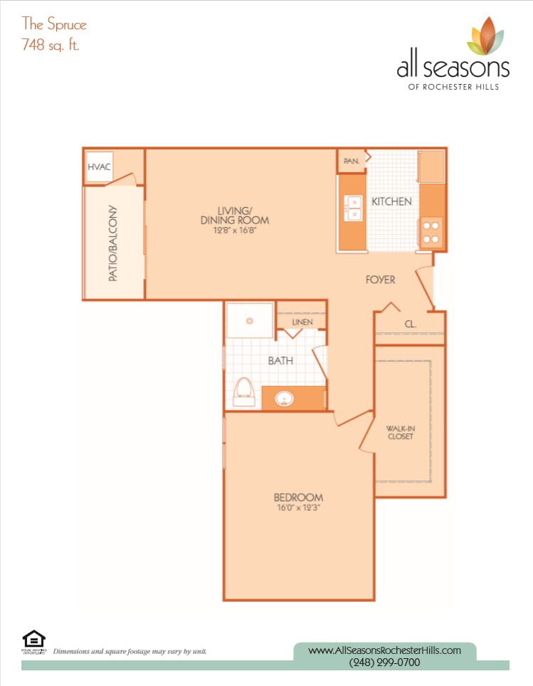 The Spruce floor plan at All Seasons Rochester Hills in Rochester Hills, Michigan