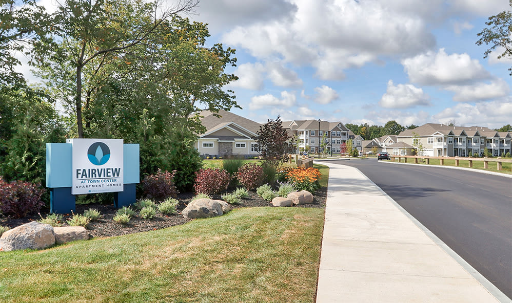 Entrance to Fairview at Town Center Apartment Homes in Rochester