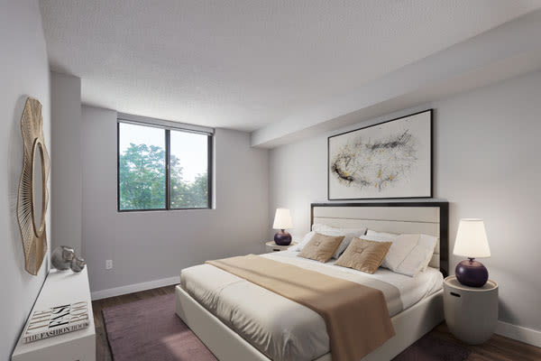 Beautiful bedroom at The Galleria in North York, Ontario