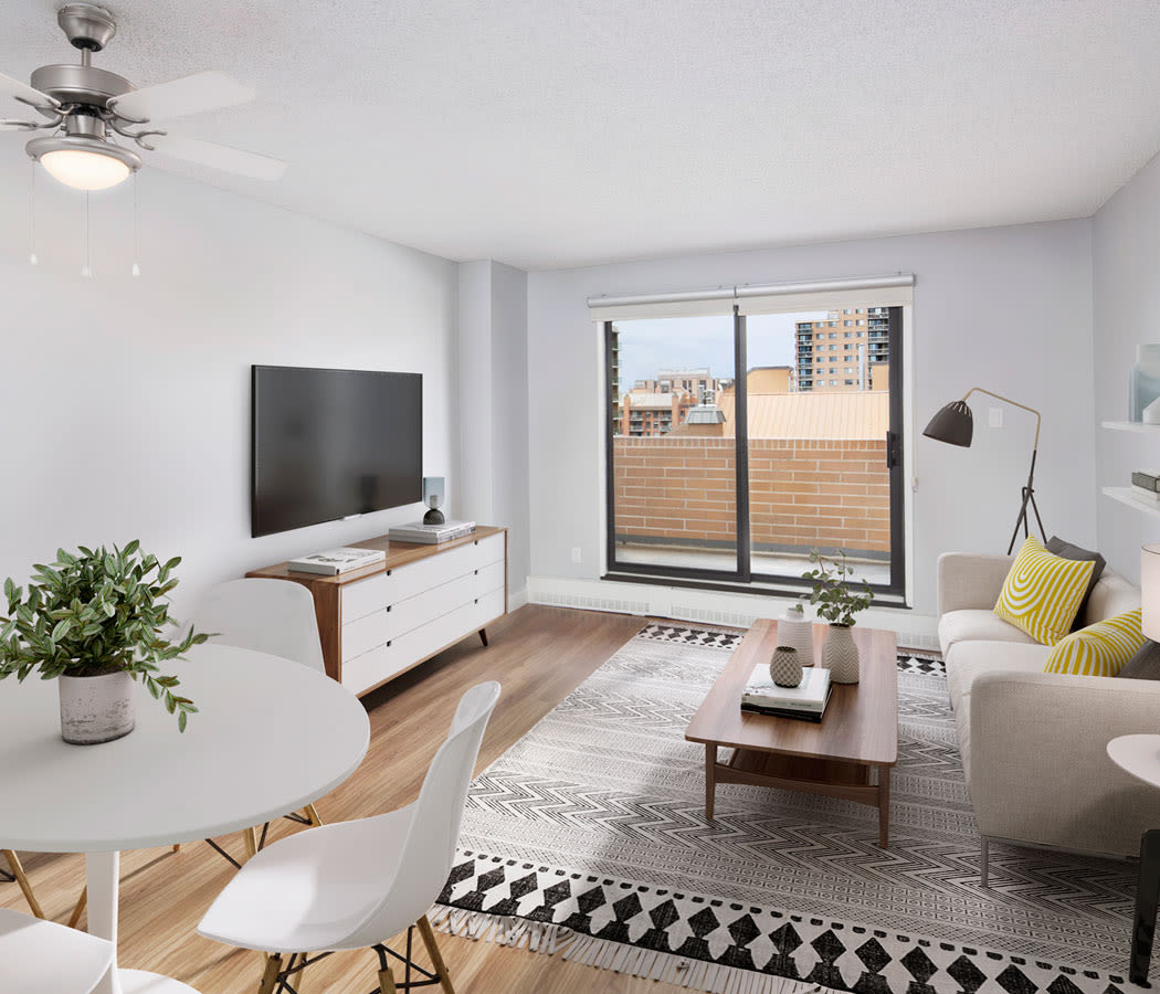 Beautiful living room at Royal View Apartments in Calgary
