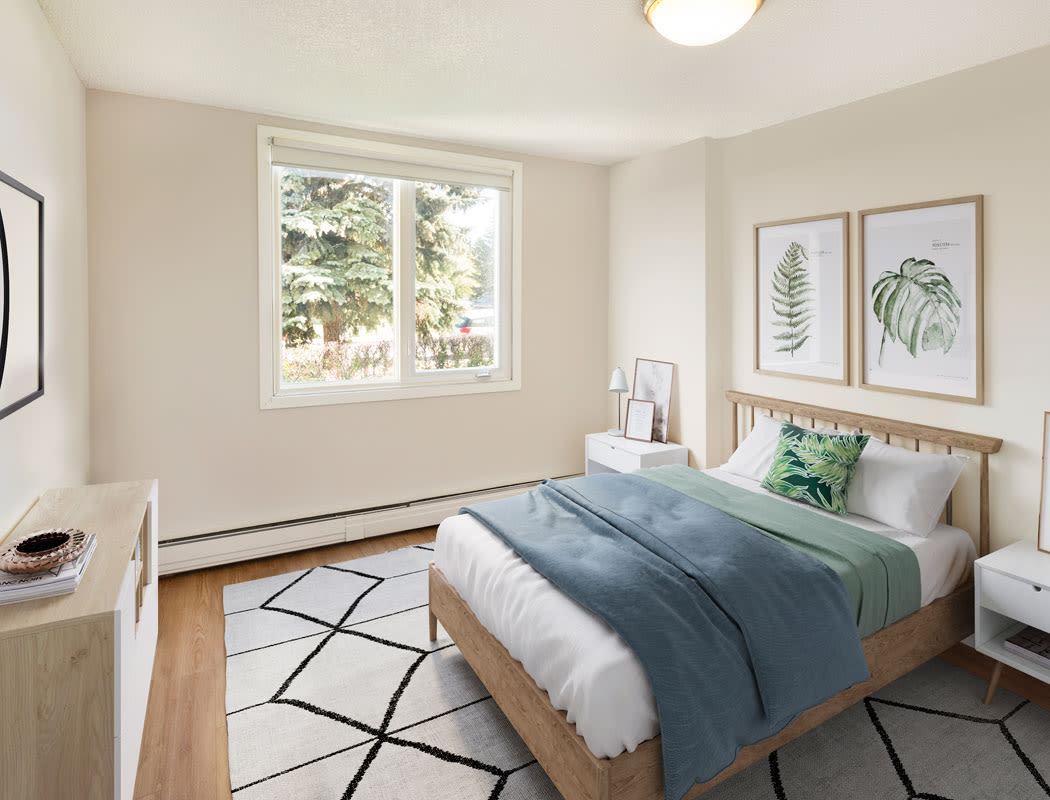 Beautiful bedroom at Glenmore Heights in Calgary, Alberta