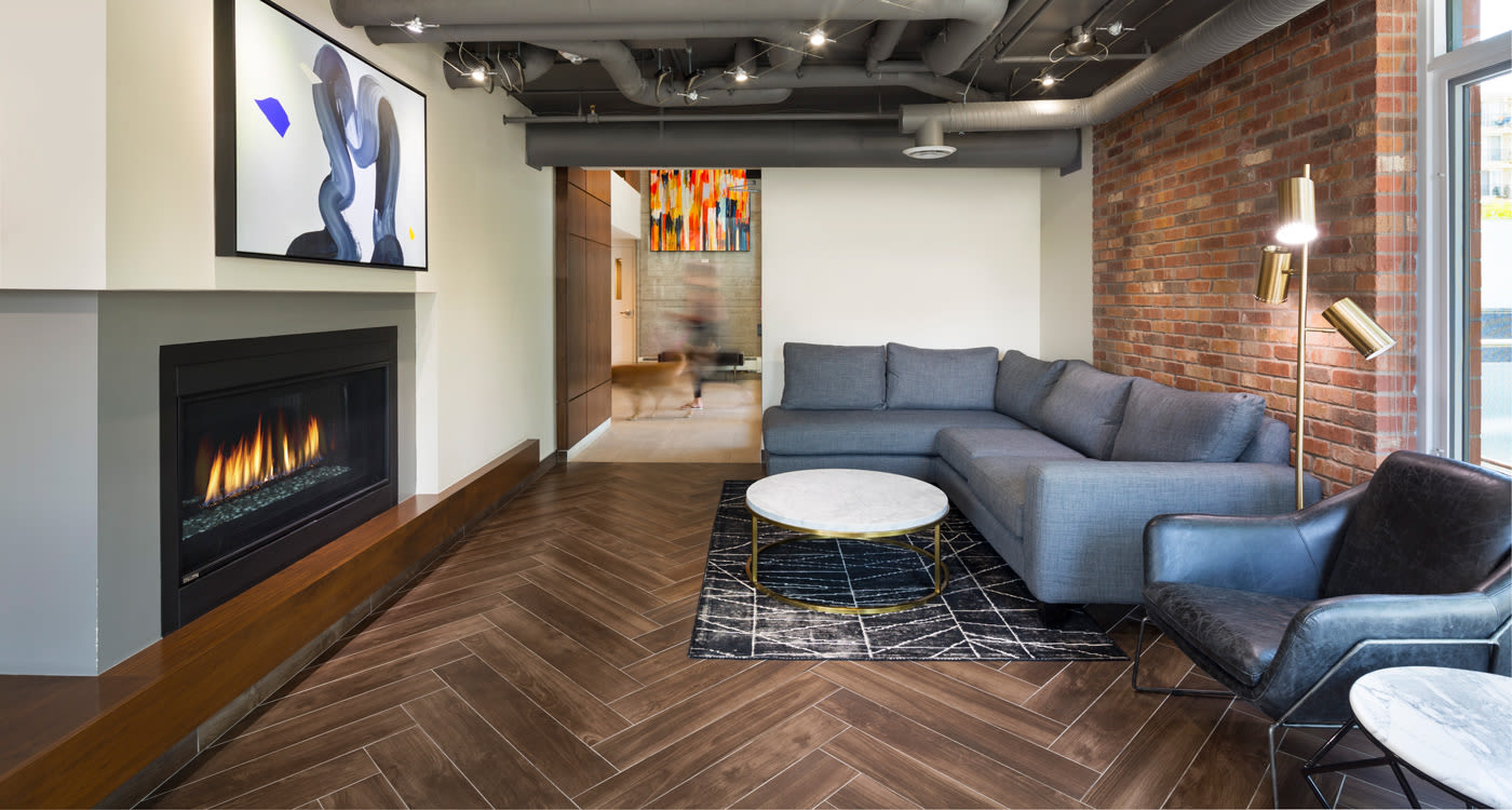 Modern fitness center at Fifteen15 in Calgary, Alberta