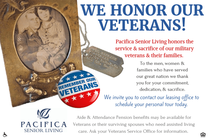 At Pacifica Senior Living Hillsborough in Chino,CA we honor our veterans