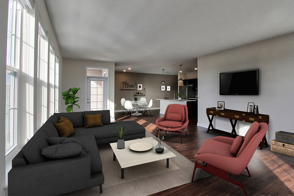 Naturally well-lit living room at apartments in Canandaigua, New York