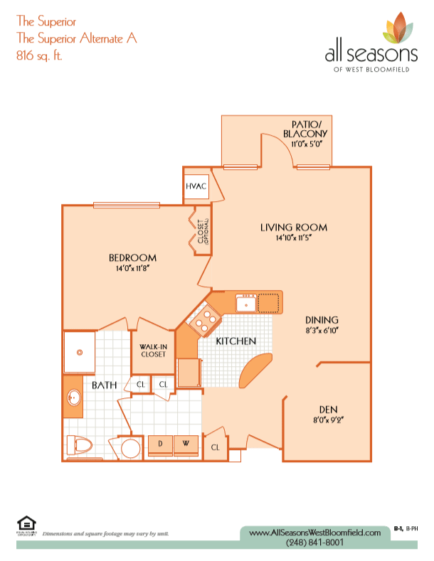 The Superior floor plan at All Seasons West Bloomfield in West Bloomfield, Michigan