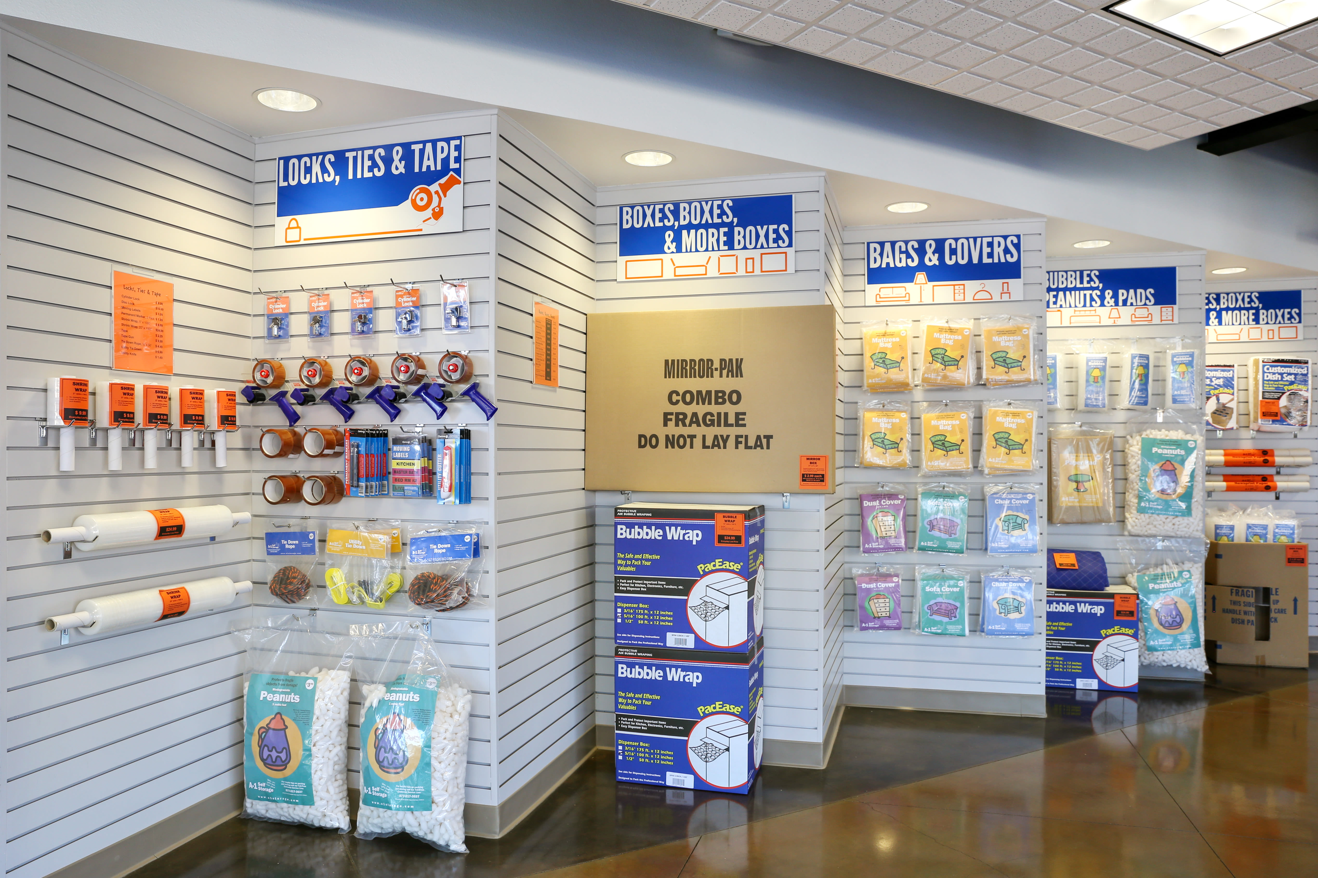 Boxes and packing supplies at A-1 Self Storage in San Diego