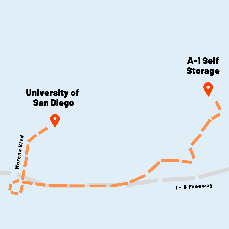 Directions from A-1 Self Storage to University of San Diego in San Diego, California