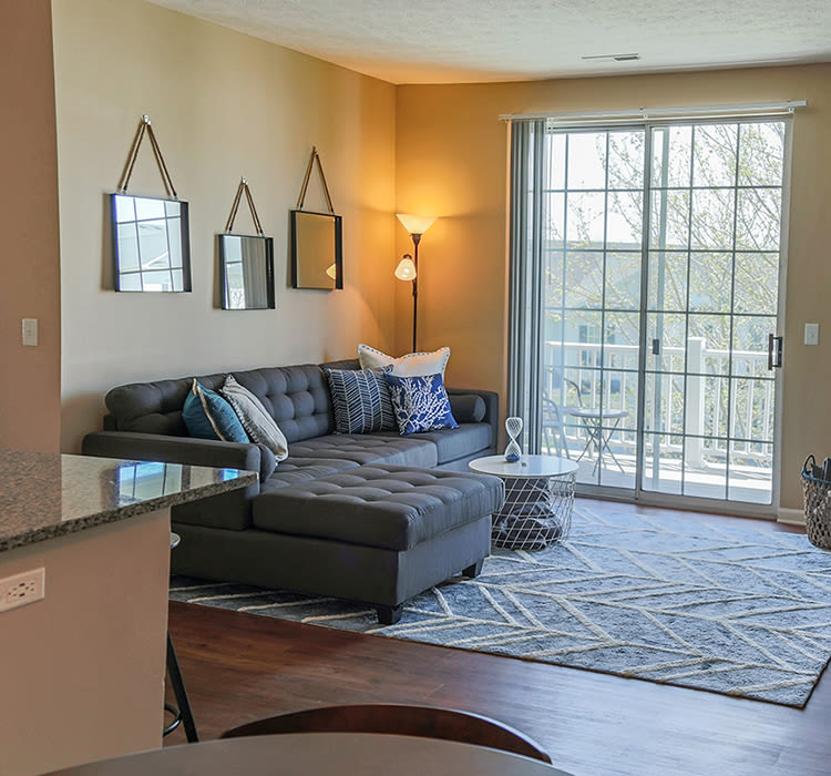 Cozy living room at The Preserve at Beckett Ridge, in West Chester, OH