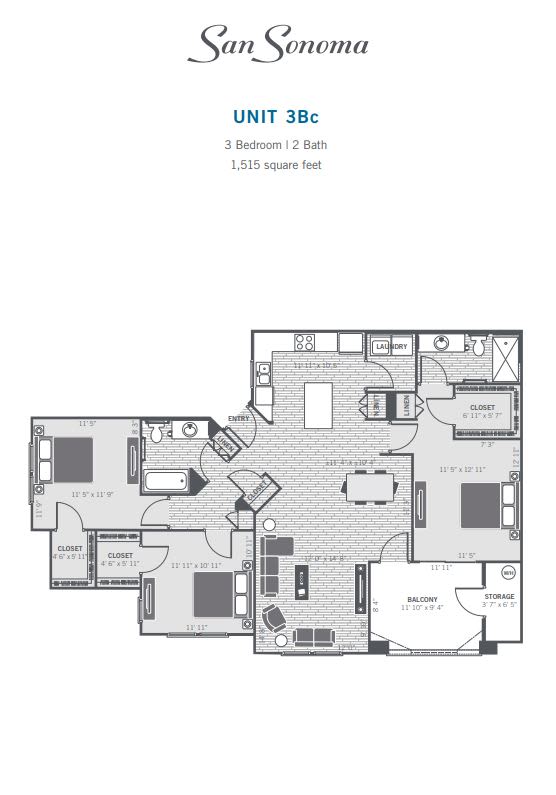 3Bc 2d floor plan