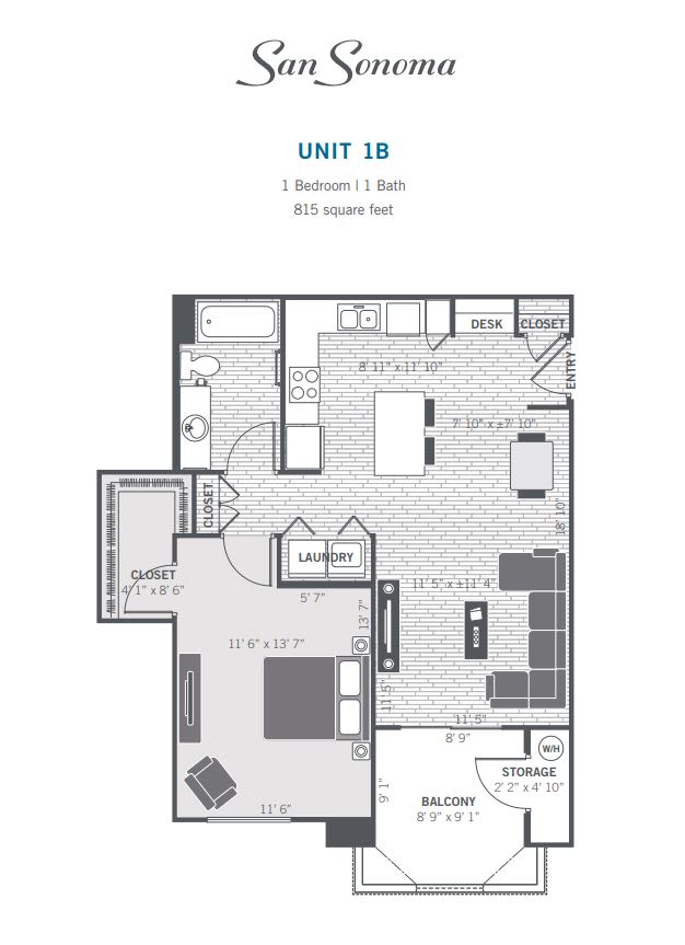 1B 2D floor plan image