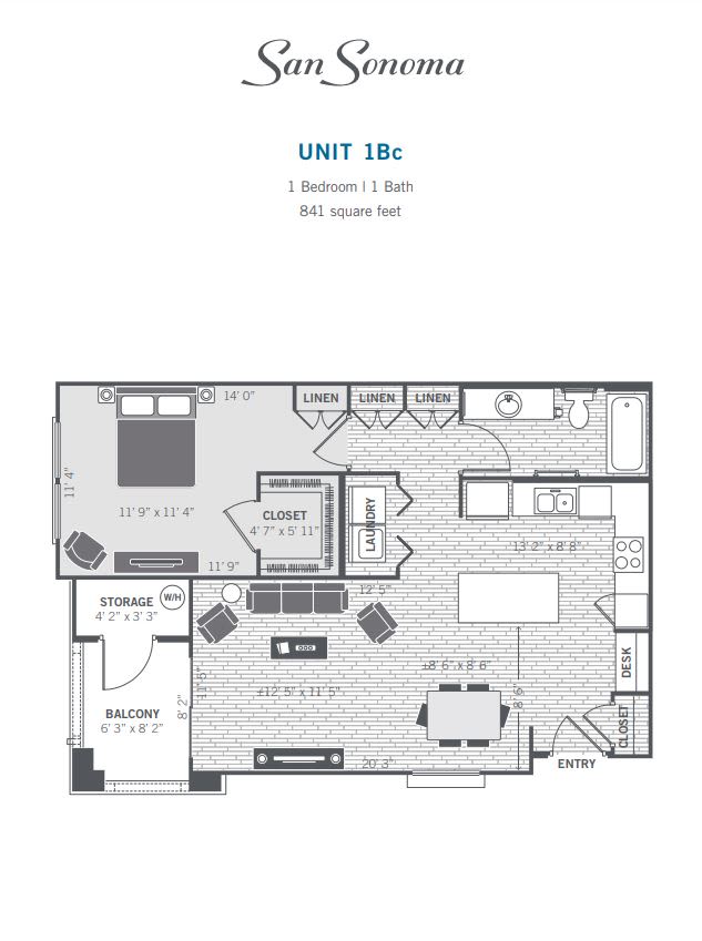 1BC 2D floor plan Image