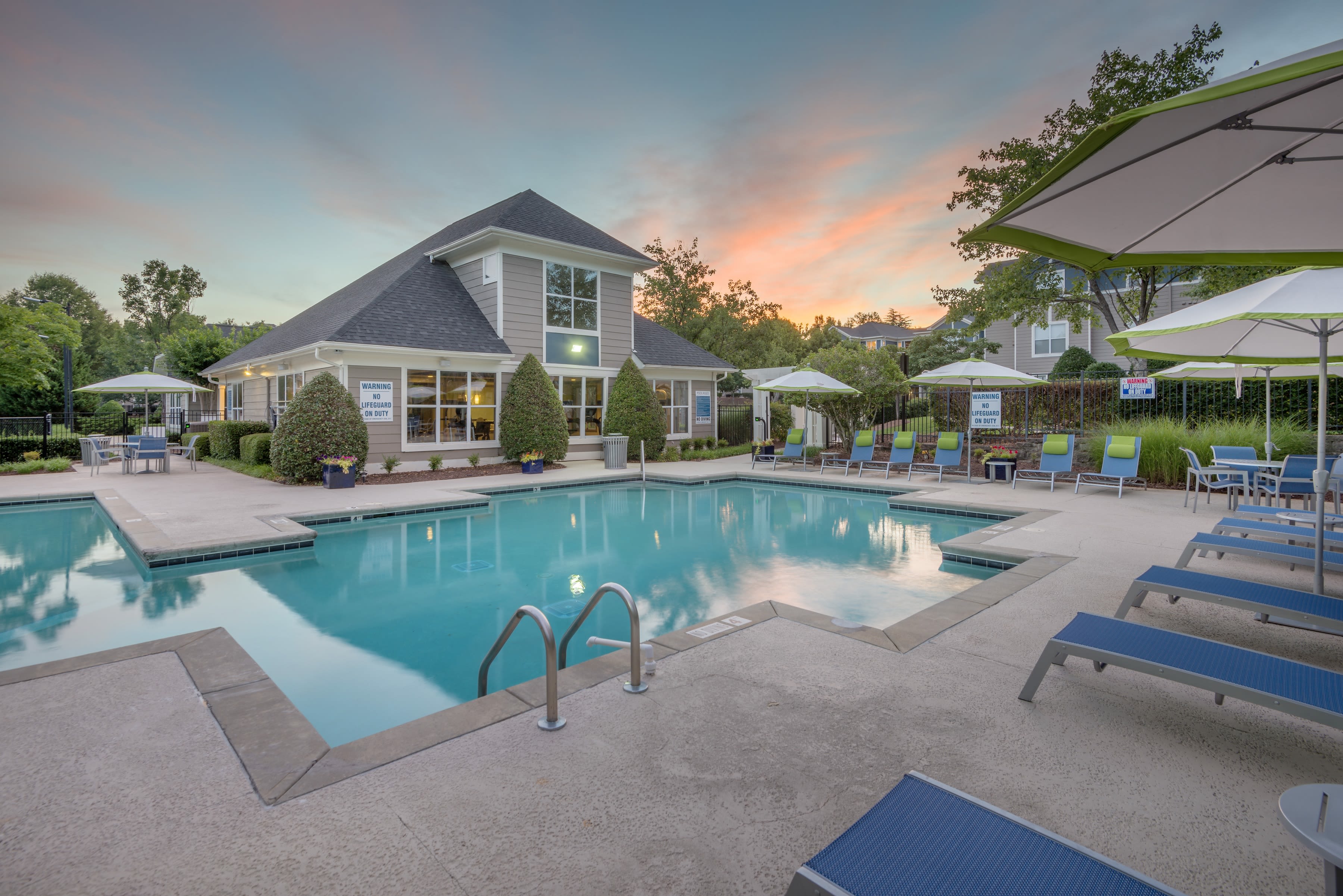 Lounge chairs poolside at The Mark in Raleigh, North Carolina