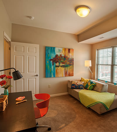 Cozy bedroom at Rochester Village Apartments at Park Place in Cranberry Township, Pennsylvania