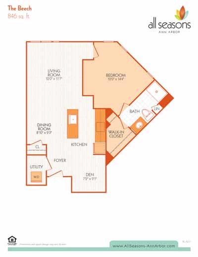 The Beech floor plan at All Seasons Ann Arbor in Ann Arbor, Michigan