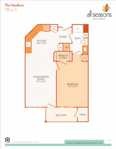 The Hawthorn floor plan at All Seasons Ann Arbor in Ann Arbor, Michigan