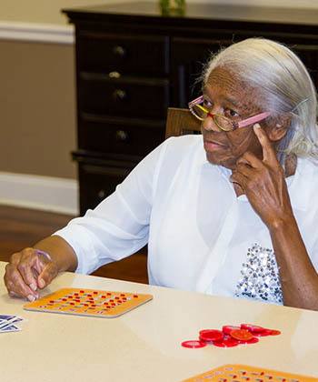 Senior woman playing bingo