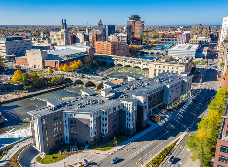 Beautiful downtown views in Rochester, New York