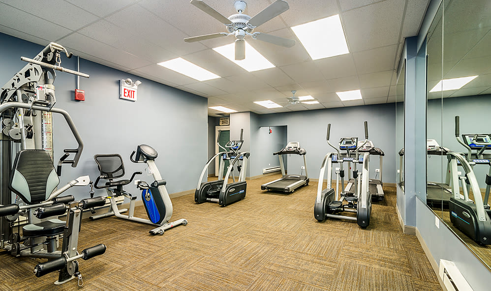 Exercise equipment at 7100 South Shore Apartment Homes in Chicago, Illinois