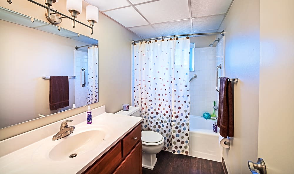 Bright bathroom at The Avalon Apartment Homes in Avalon, Pennsylvania