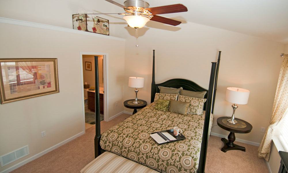 Model bedroom at Emerald Pointe Townhomes in Harrisburg, Pennsylvania