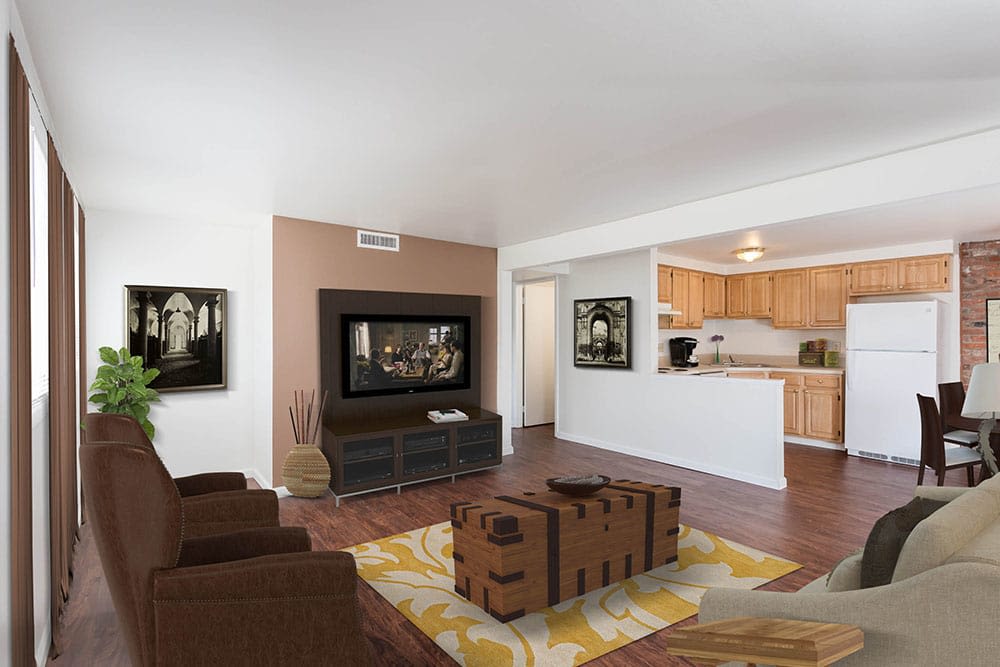 Living room at Idylwood Resort Apartments in Cheektowaga, New York