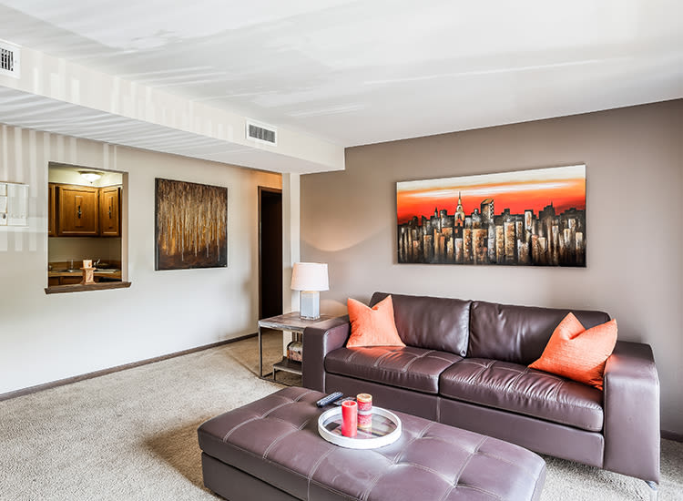 Comfy couch at Raintree Island Apartments in Tonawanda, New York