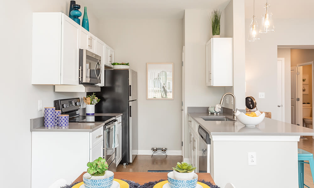 Beautiful, fully equipped kitchen at Woodland Acres Townhomes in Liverpool, New York