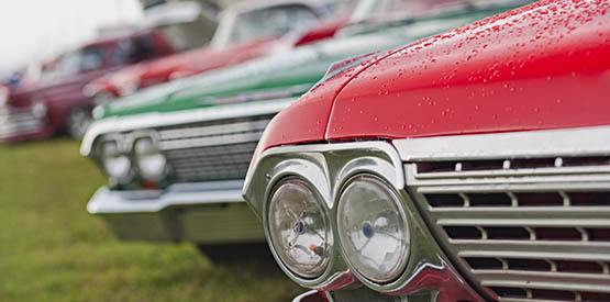 Classic cars parked near Tower RV Storage in Chino, California
