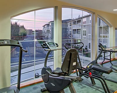 Exercise equipment at Cherry Park Plaza in Troutdale, Oregon