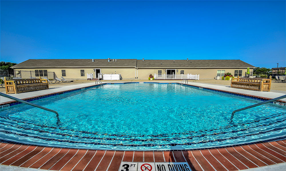Sparkling swimming pool at The Lakes at 8201 in Merrillville, Indiana