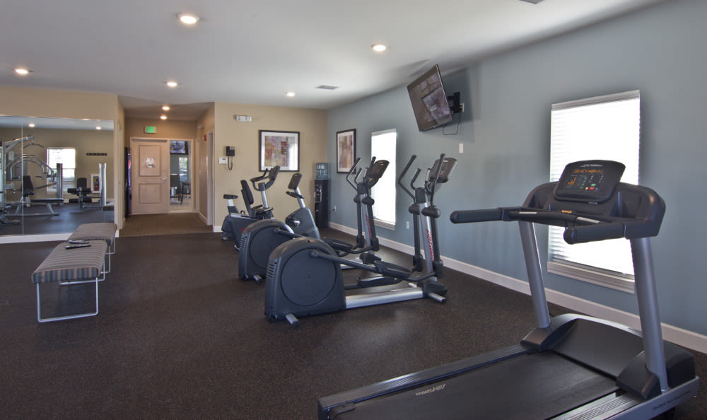 Modern fitness center at The Lakes at 8201 in Merrillville, Indiana