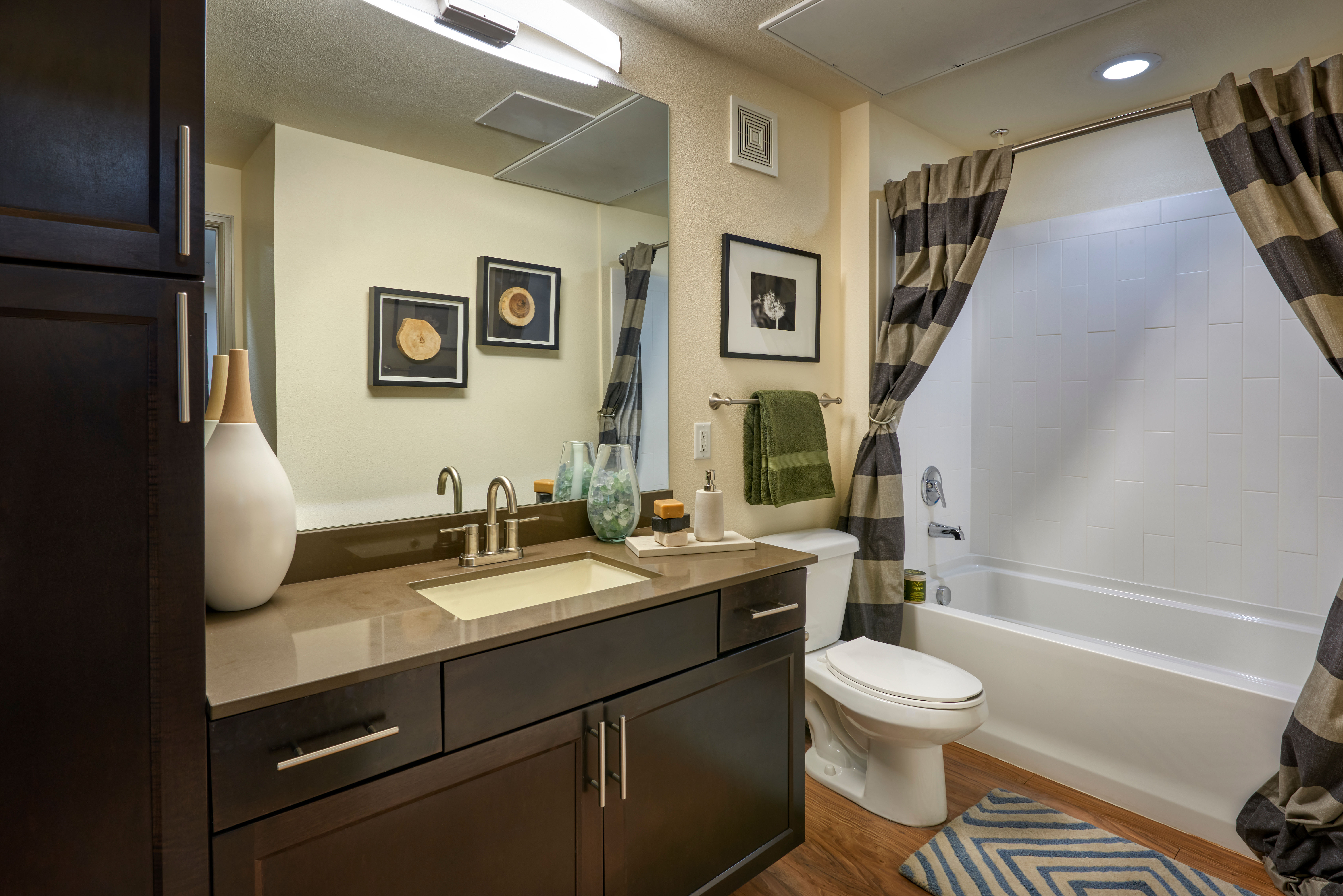A comfortable restroom at M2 Apartments in Denver, Colorado