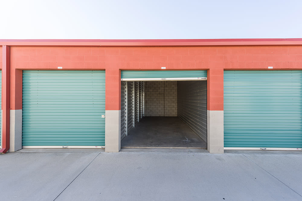 An opened outdoor unit at Chino Self Storage in Chino, California