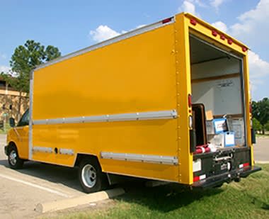 A moving truck at Chino Self Storage in Chino, California