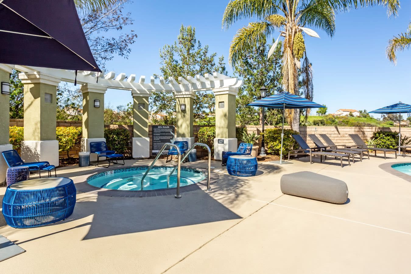Spa area near the pool at Sofi Highlands in San Diego, California