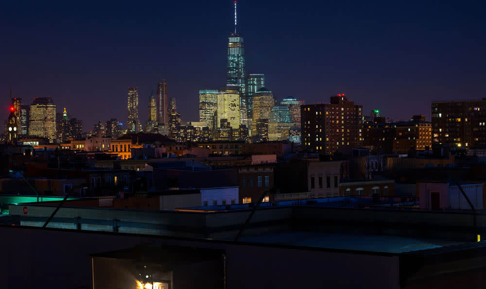 View of the city at night from Grand Adams in Hoboken, New Jersey