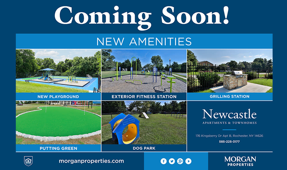 Lush landscaping at Newcastle Apartments in Rochester, New York